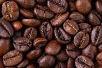 Roasted coffee beans texture, background