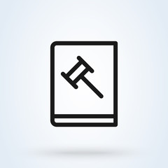 judge gavel book line. Simple modern icon design illustration