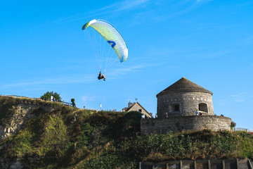 Paragliders in Normandy