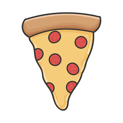 slice pepperoni pizza design icon illustration