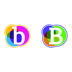 Colorful B Letter Logos with Abstract Shapes and Vibrant Overlapping Colors