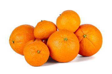 Orange and mandarin or tangerine fruit isolated on white background.