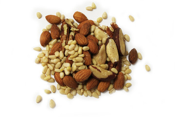 nuts on a white background