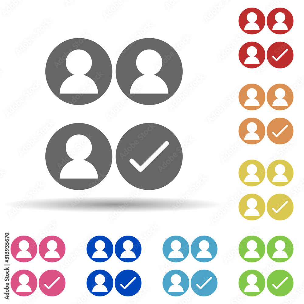 Poster worker, check mark, candidate in multi color style icon. simple glyph, flat vector of business icons