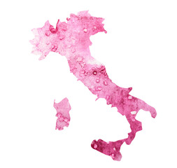 Watercolor abstract modern art, Italy map silhouette. Original illustration on white background.