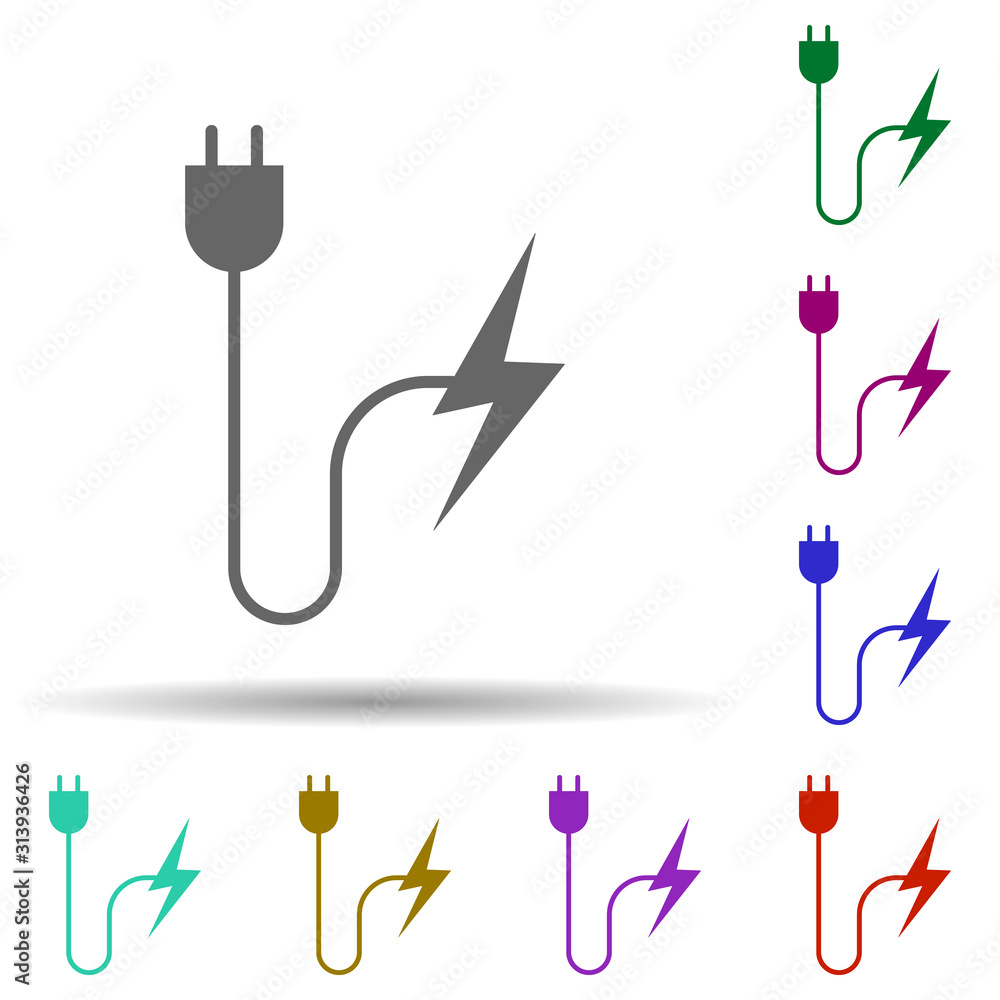 Poster socket, lightning, efficiency in multi color style icon. simple glyph, flat vector of business icons
