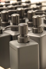 Black empty liquid soap bottles