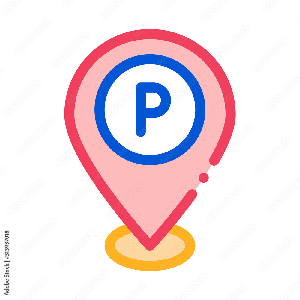Poster parking geolocation icon vector. outline parking geolocation sign. isolated contour symbol illustrat