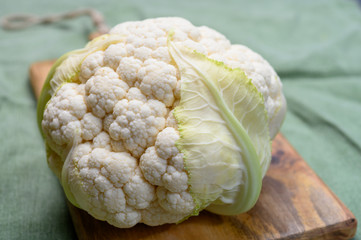 Fresh whole head of white organic cauliflower cabbage