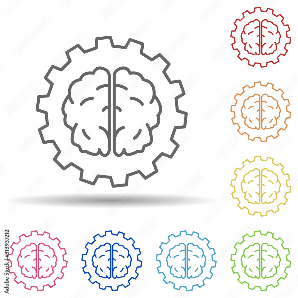 Aufkleber gear, brain, settings in multi color style icon. simple thin line, outline vector of business icons 