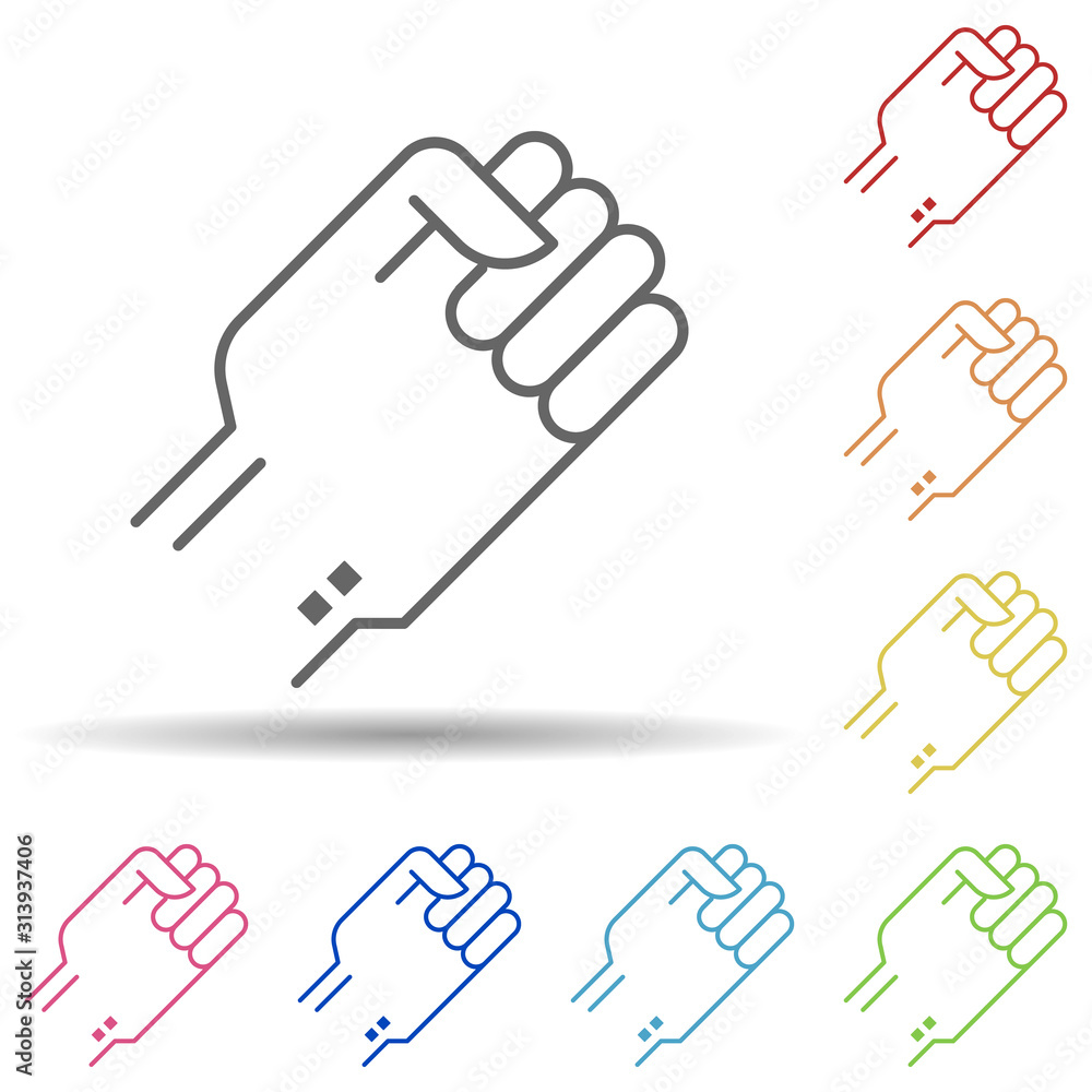 Poster hand, fist in multi color style icon. simple thin line, outline vector of business icons for ui and 