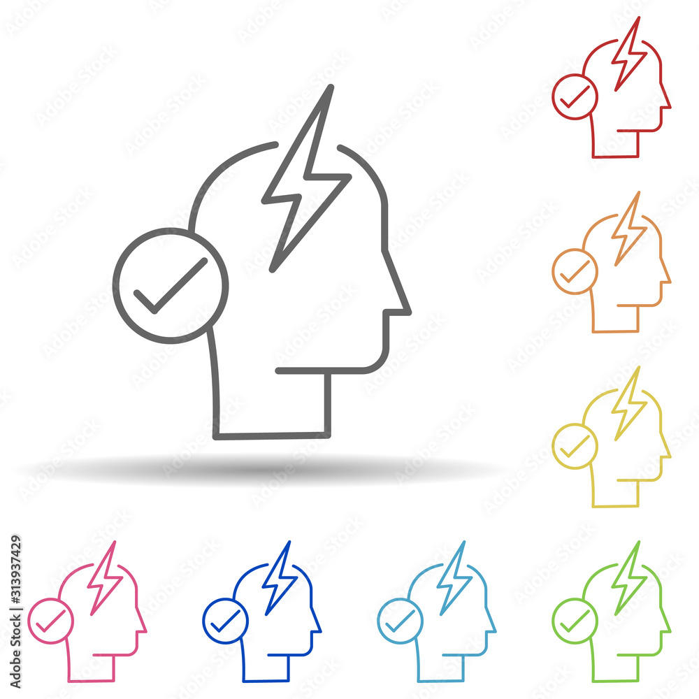 Poster had, light, check in multi color style icon. simple thin line, outline vector of business icons for 