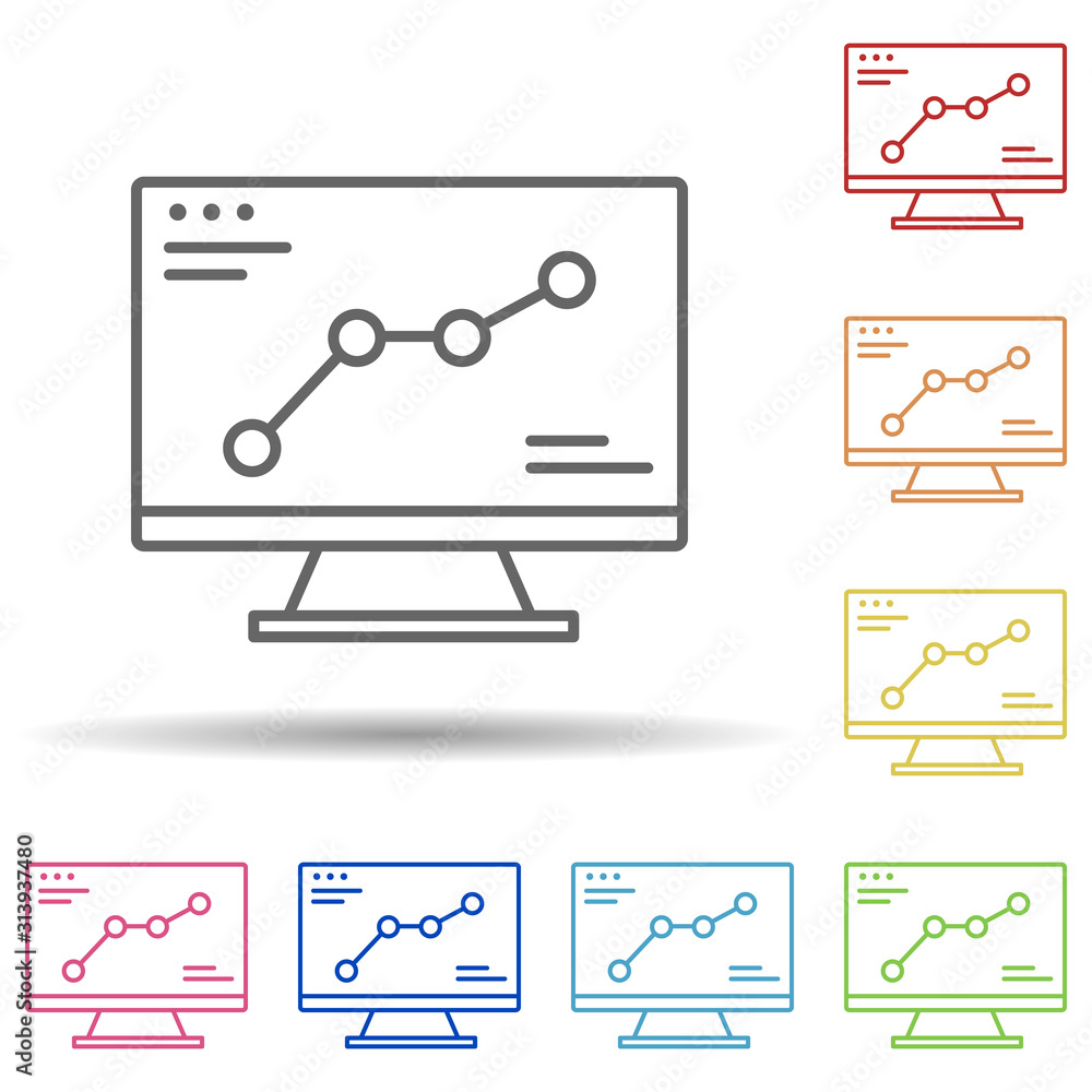 Poster monitor, chart in multi color style icon. simple thin line, outline vector of business icons for ui 
