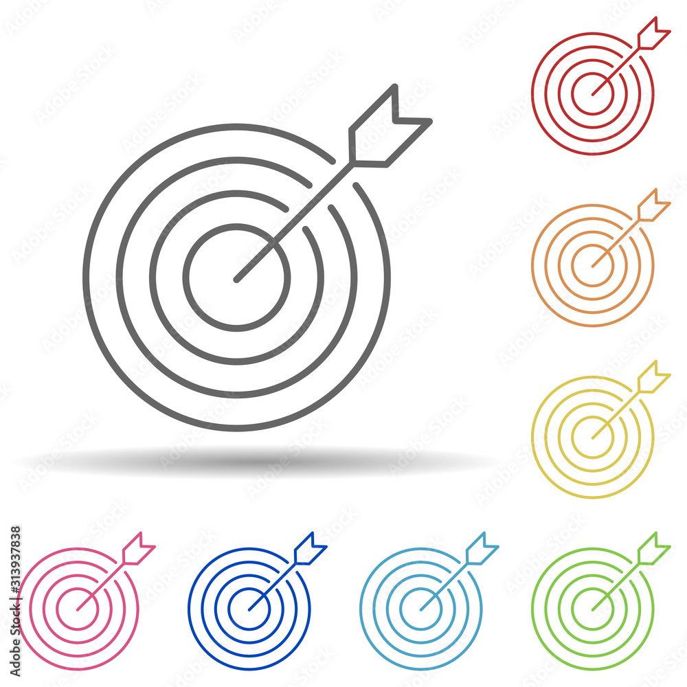 Aufkleber target, arrow in multi color style icon. simple thin line, outline vector of business icons for ui a