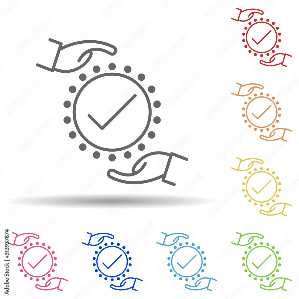 Poster hand, check in multi color style icon. simple thin line, outline vector of business icons for ui and