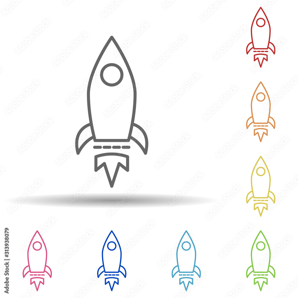 Poster rocket, startup in multi color style icon. simple thin line, outline vector of business icons for ui