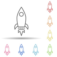 Rocket, startup in multi color style icon. Simple thin line, outline vector of business icons for ui and ux, website or mobile application