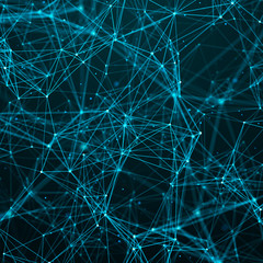 Digital plexus of glowing lines and dots. Abstract background. 3D rendering. Network or connection. 3d rendering.