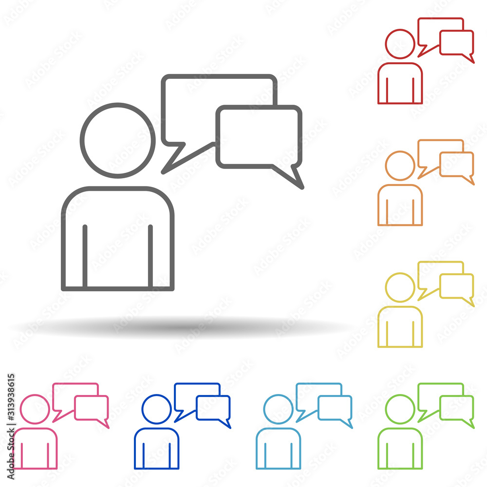 Aufkleber business conversation line in multi color style icon. simple thin line, outline vector of business o