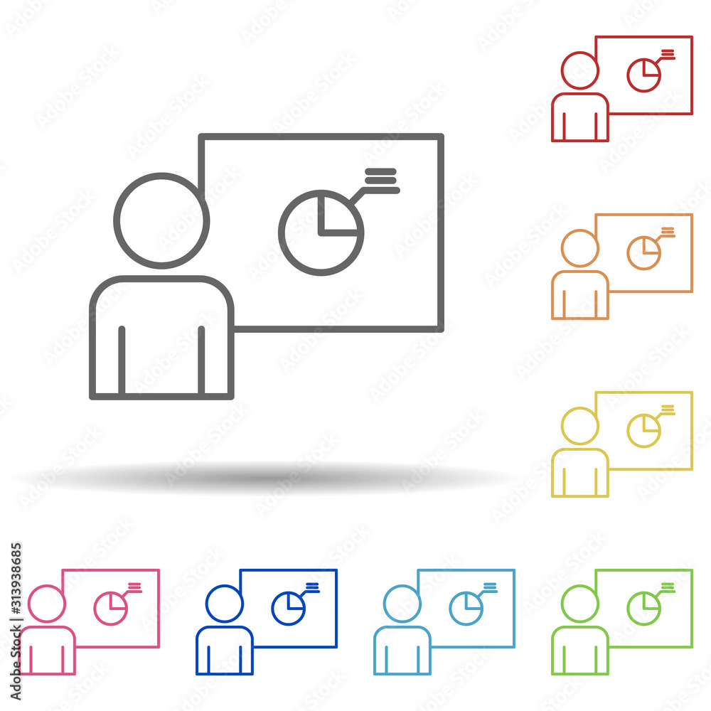 Aufkleber chart presentation line in multi color style icon. simple thin line, outline vector of business orga