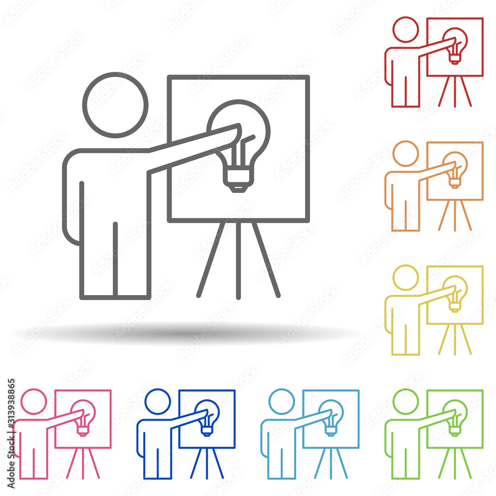 Poster presentation of cost reduction line in multi color style icon. simple thin line, outline vector of b