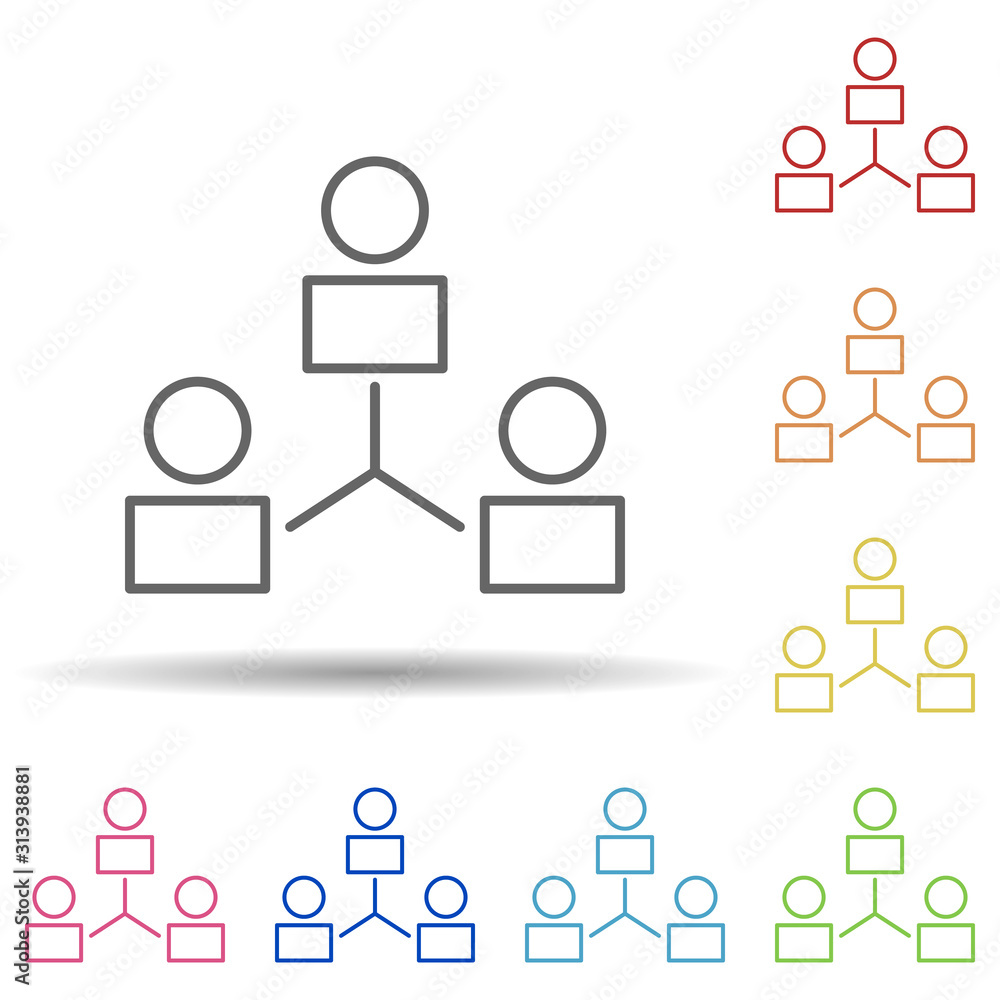 Poster communication of business people line in multi color style icon. simple thin line, outline vector of