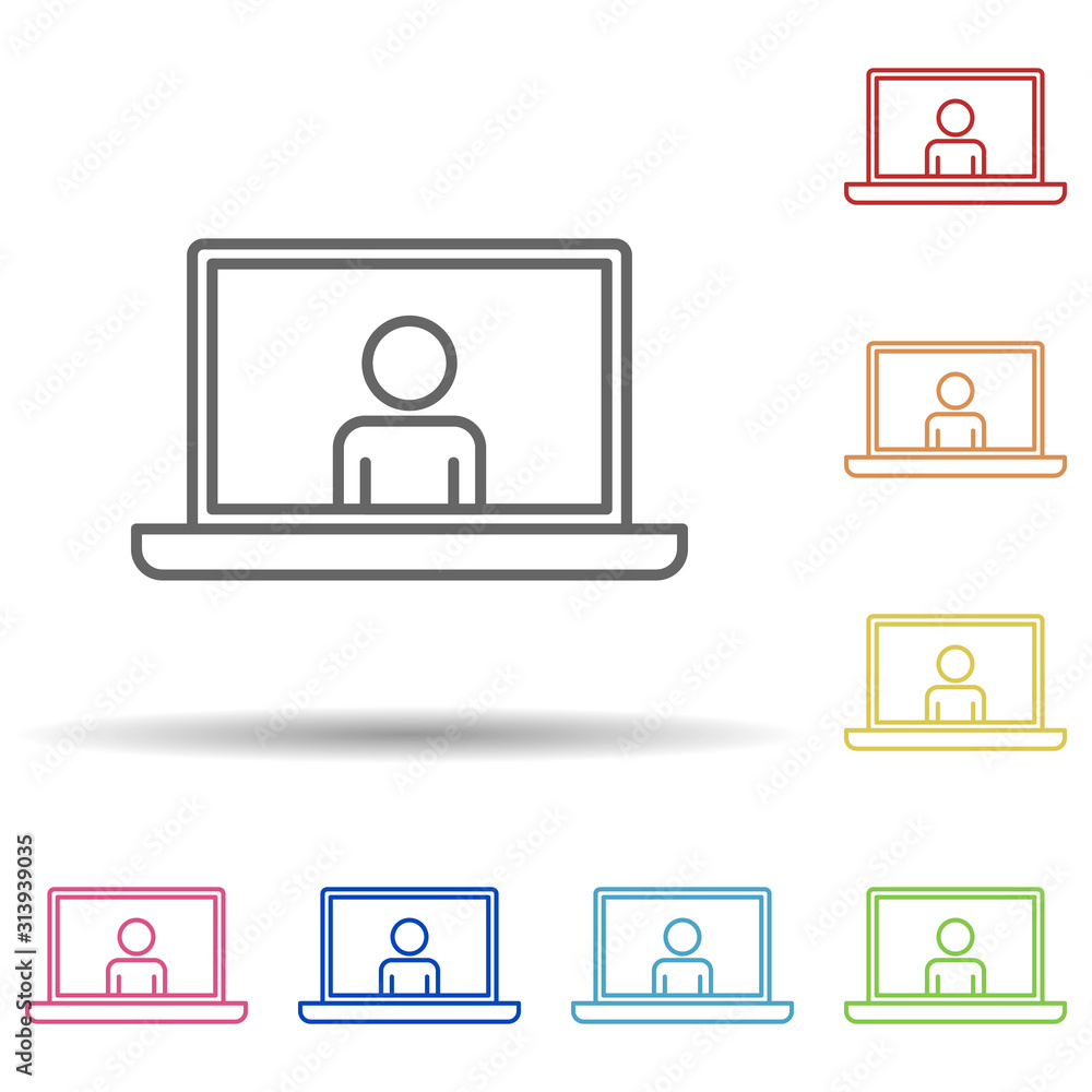 Poster online presentation line in multi color style icon. simple thin line, outline vector of business org