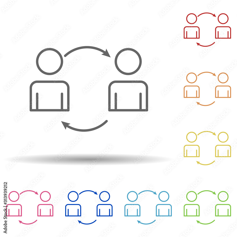 Aufkleber workflow line in multi color style icon. simple thin line, outline vector of business organisation i