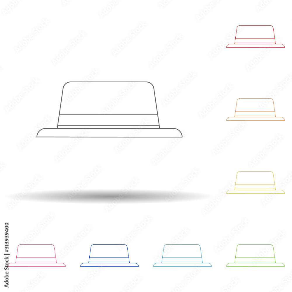 Poster hat colored in multi color style icon. simple thin line, outline vector of camping icons for ui and 