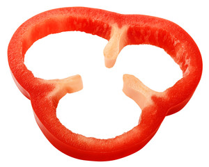 sweet pepper slice, paprika, isolated on white background, clipping path, full depth of field