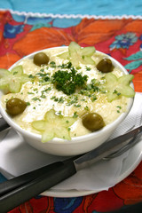 beef jerky, typical Brazilian dish with shredded jerky and mashed potatoes