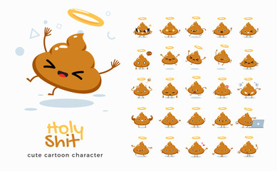 Vector set of cartoon images of Holy Shit. Vector Illustration.