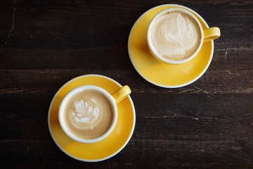 Two cafe lattes