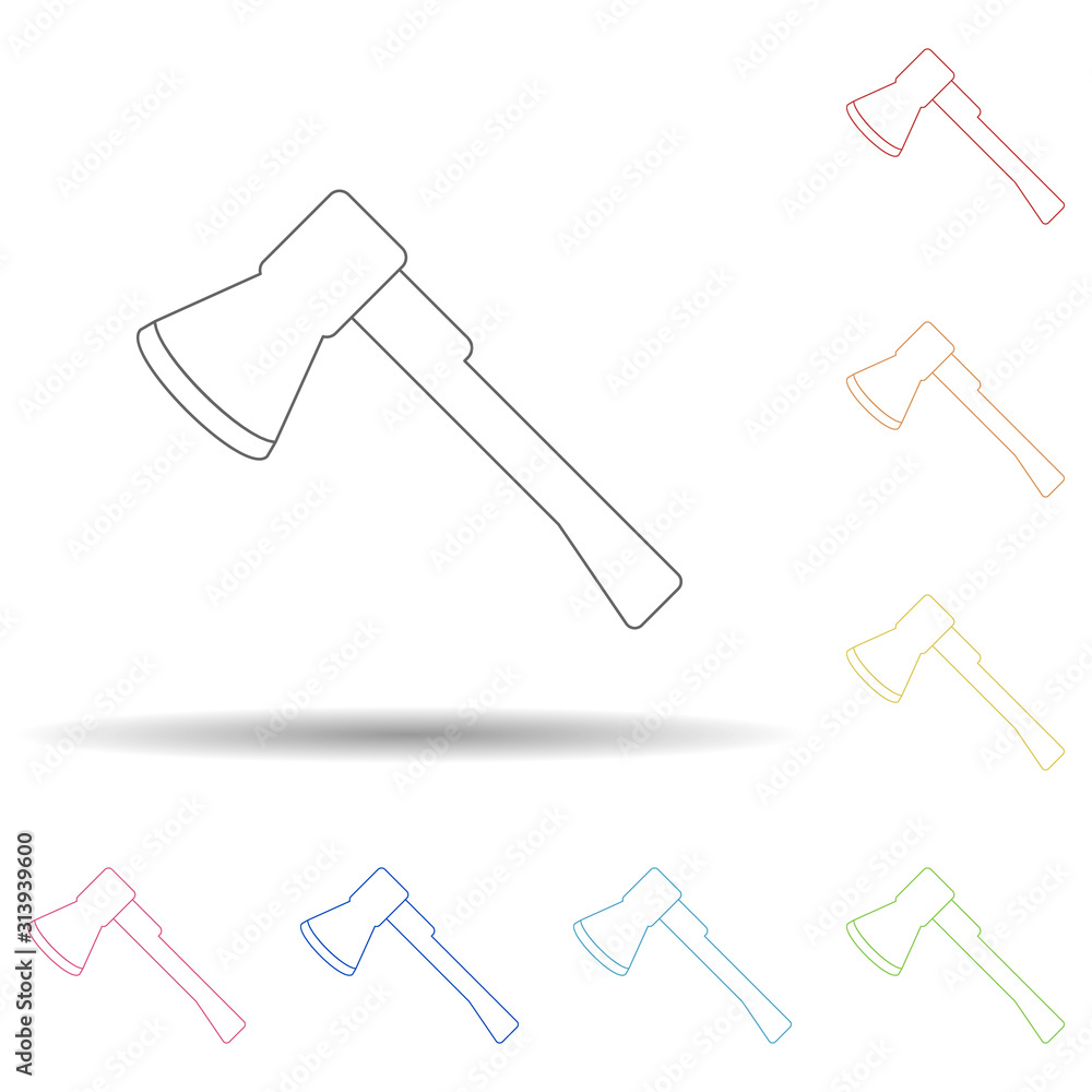 Aufkleber ax colored in multi color style icon. simple thin line, outline vector of camping icons for ui and u