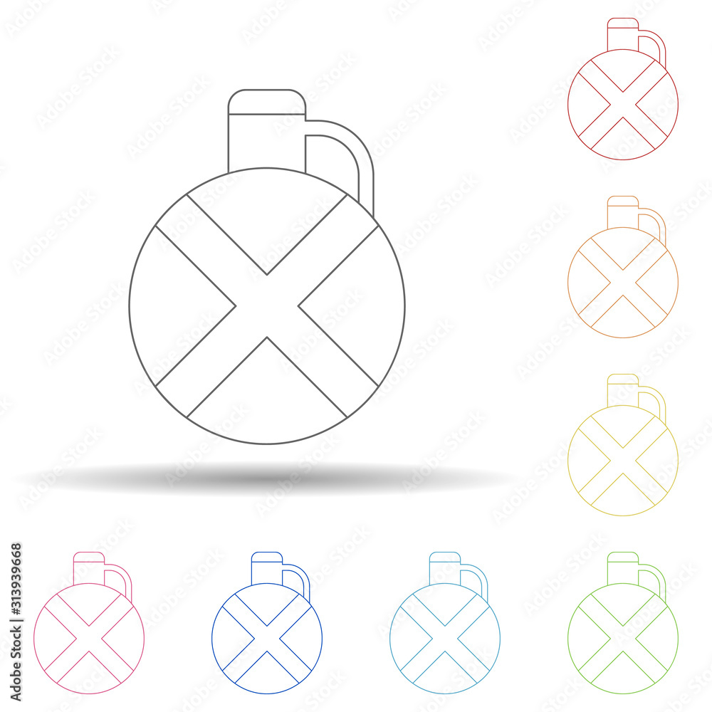 Aufkleber flask colored in multi color style icon. simple thin line, outline vector of camping icons for ui an