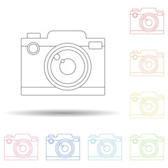 Camera colored in multi color style icon. Simple thin line, outline vector of camping icons for ui and ux, website or mobile application