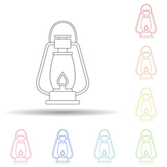 Camping lamp colored in multi color style icon. Simple thin line, outline vector of camping icons for ui and ux, website or mobile application