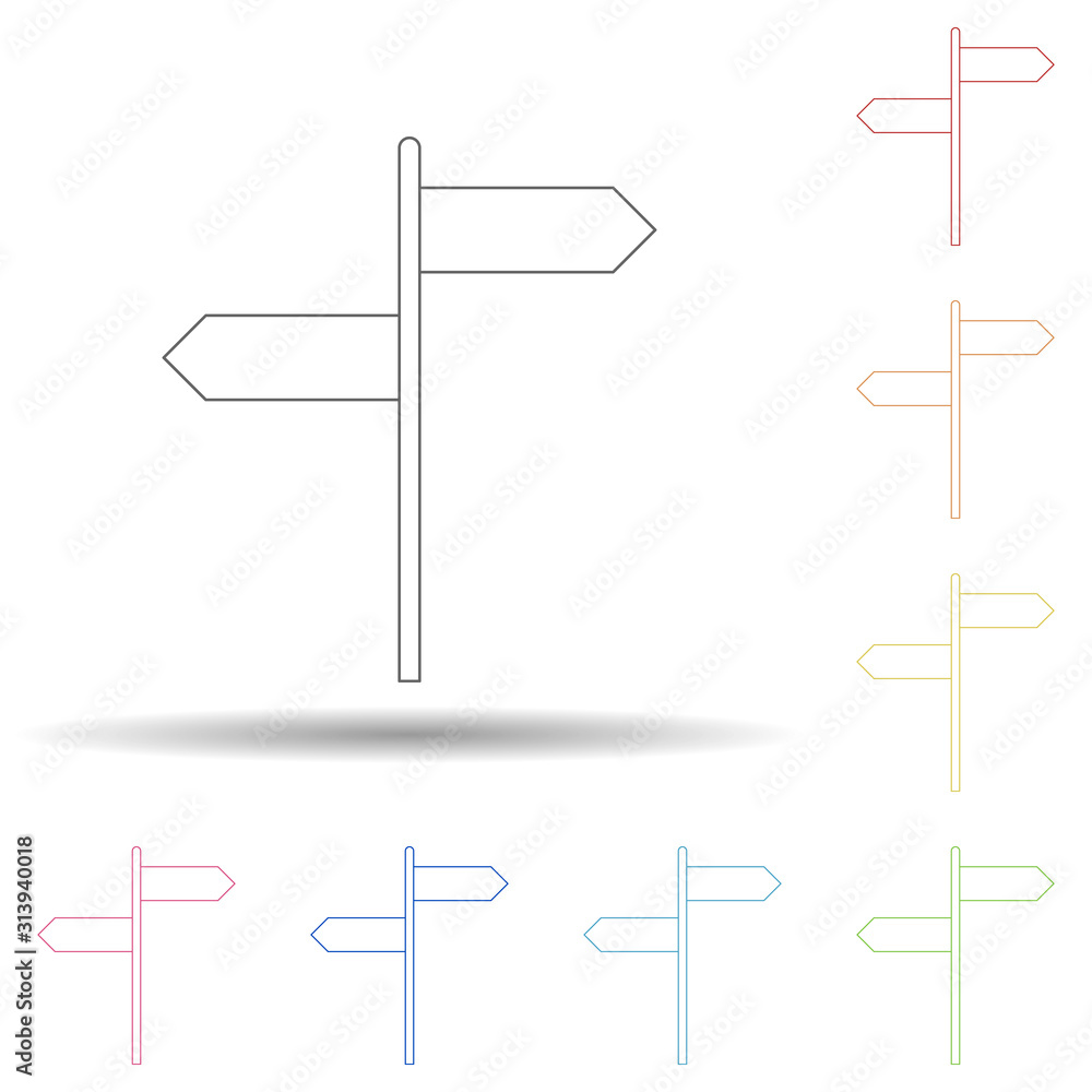 Poster road sign colored in multi color style icon. simple thin line, outline vector of camping icons for u