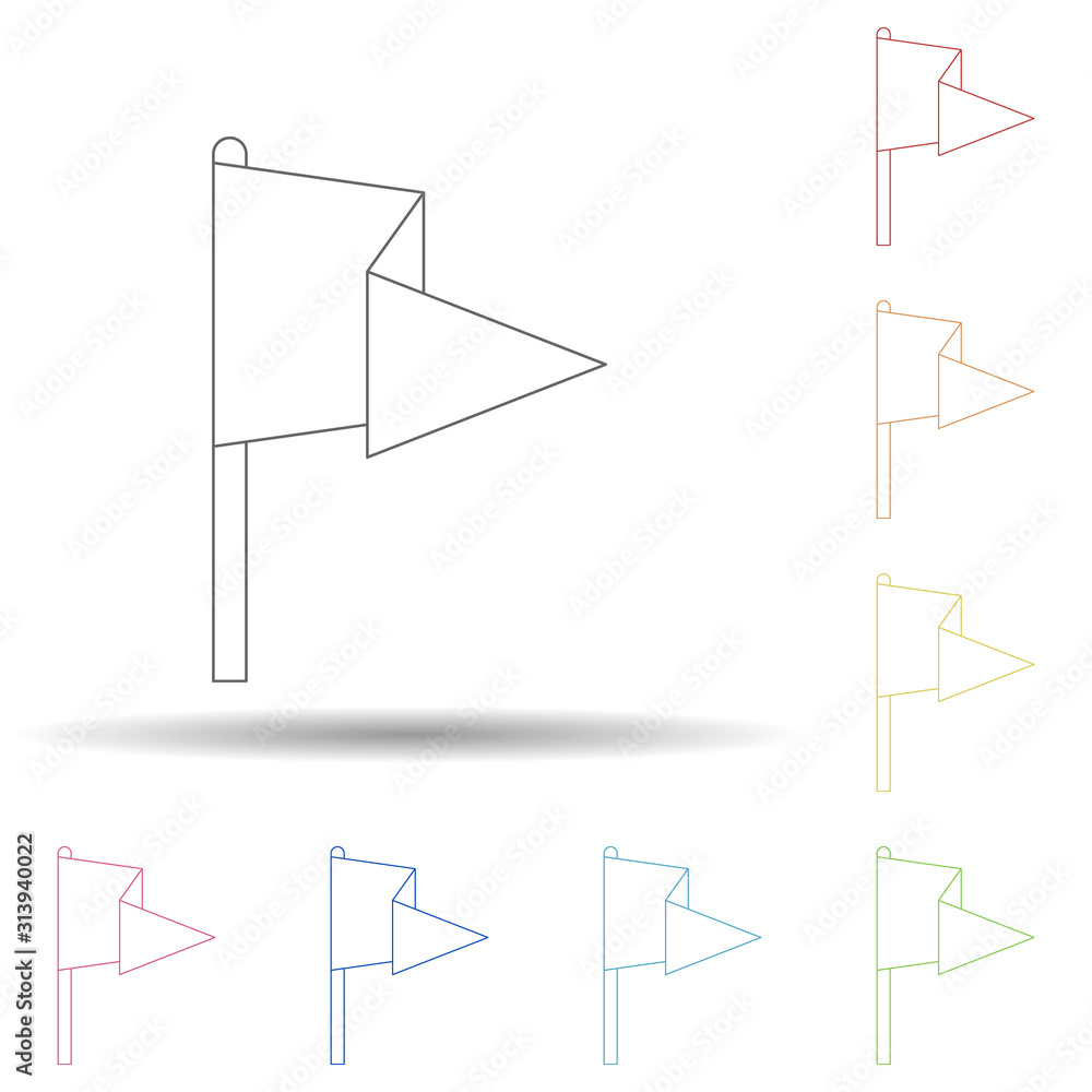 Poster flag colored in multi color style icon. simple thin line, outline vector of camping icons for ui and
