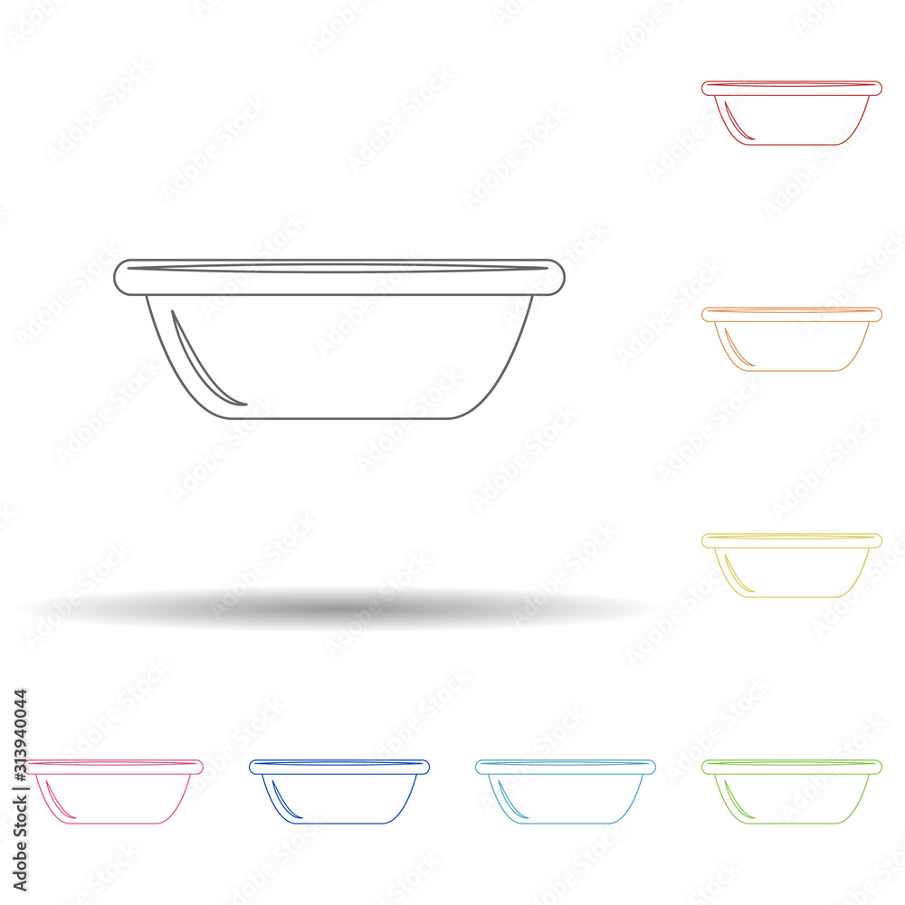 Poster soup plate colored in multi color style icon. simple thin line, outline vector of camping icons for 