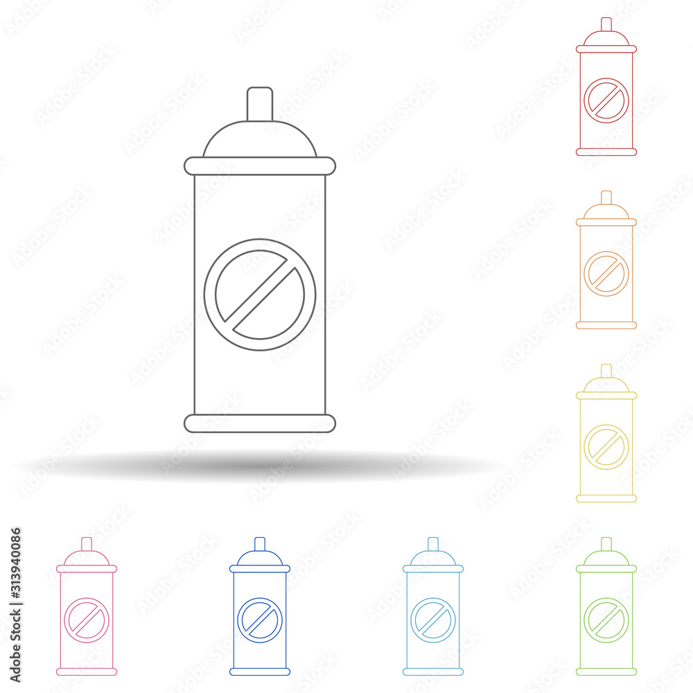 Poster mosquito spray colored in multi color style icon. simple thin line, outline vector of camping icons 