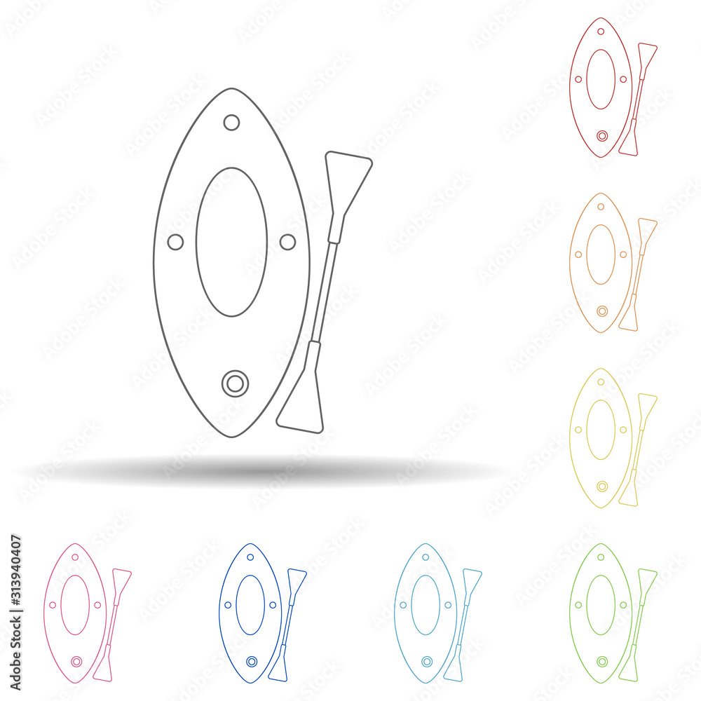 Poster kayak colored in multi color style icon. simple thin line, outline vector of camping icons for ui an