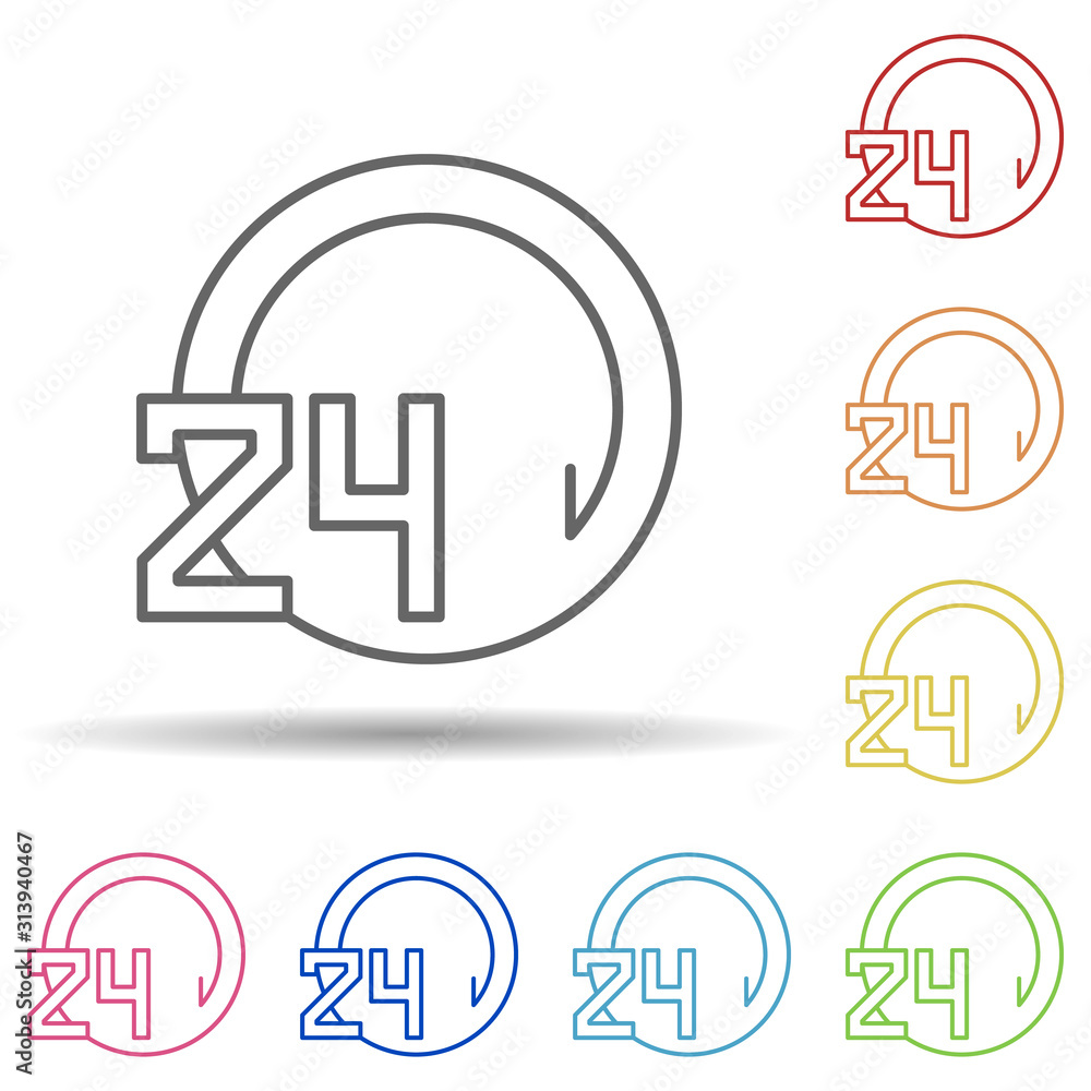 Aufkleber carwash 24 hours in multi color style icon. simple thin line, outline vector of car wash icons for u