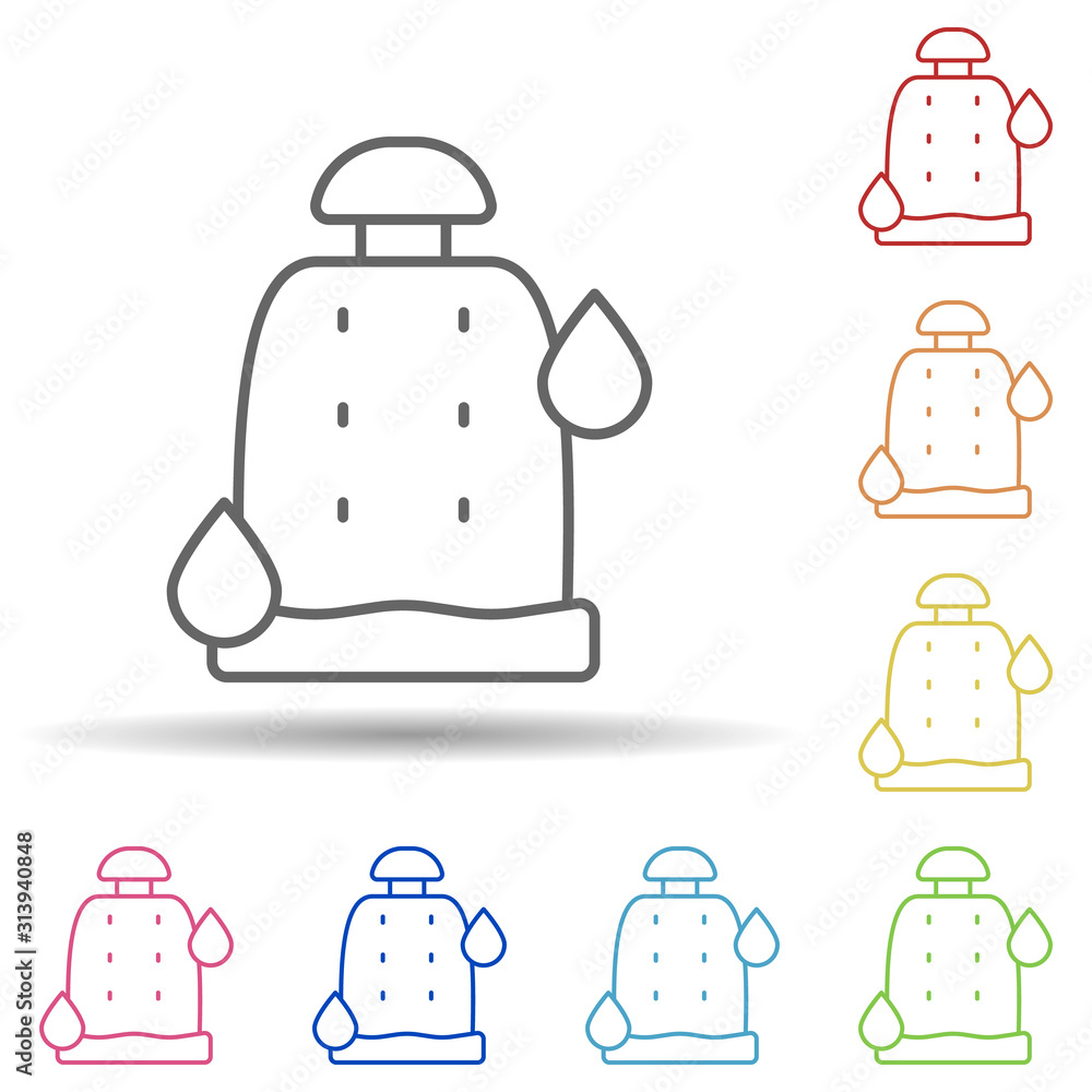 Poster seat car carwash in multi color style icon. simple thin line, outline vector of car wash icons for u