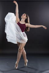 Portrait of young ballet dancer posing with dance move