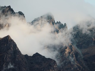 clouds over mountains