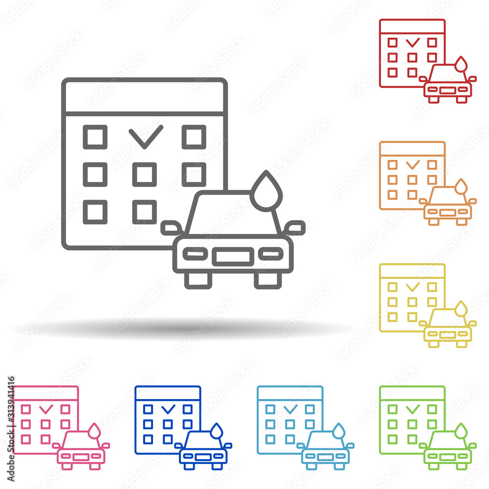 Poster calendar carwash in multi color style icon. simple thin line, outline vector of car wash icons for u