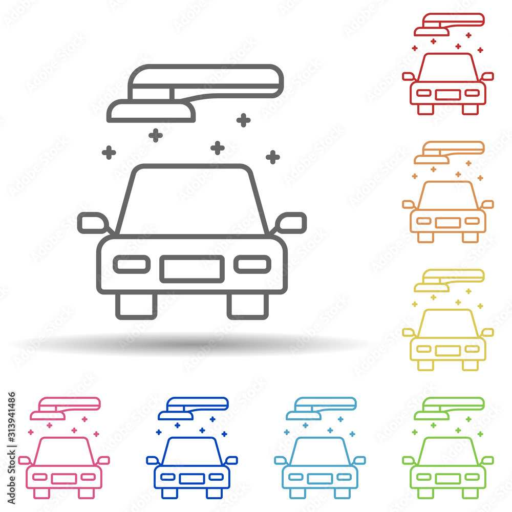 Poster polisher carwash in multi color style icon. simple thin line, outline vector of car wash icons for u