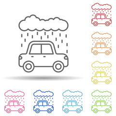 Rain car carwash cloud in multi color style icon. Simple thin line, outline vector of car wash icons for ui and ux, website or mobile application
