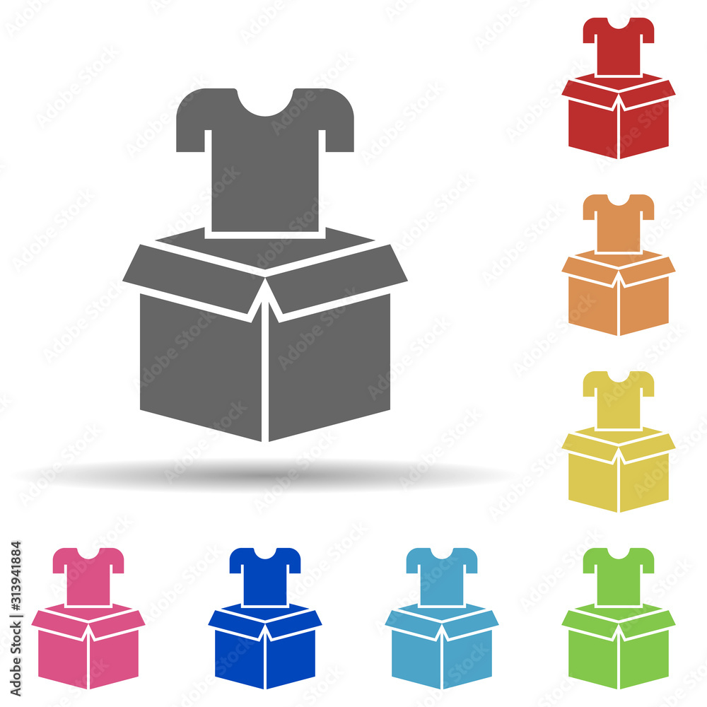 Poster charity, box in multi color style icon. simple glyph, flat vector of charity icons for ui and ux, we